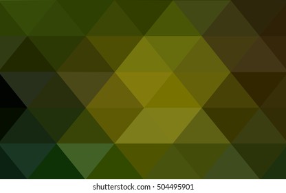 Dark green-yellow polygonal template. Glitter abstract illustration with an elegant design. The textured pattern can be used for background.