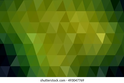 Dark green-yellow triangle mosaic background. Glitter abstract illustration with an elegant design. Brand-new design for your business.