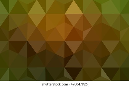 Dark green-yellow triangle mosaic background. Shining illustration, which consist of triangles. Triangular pattern for your business design.