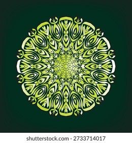 Dark Gren mandala Design with isolated background