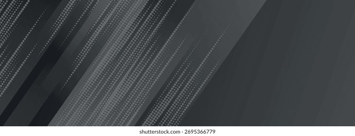 Dark grey abstract background with a pattern of light grey dots and overlapping geometric shapes. Simple and modern background concept for banners and websites. VOL. 6
