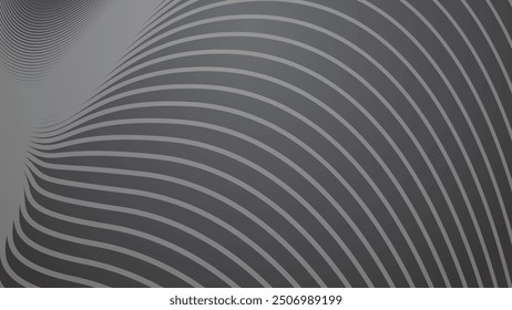 Dark grey abstract background with stripes curve line vector image