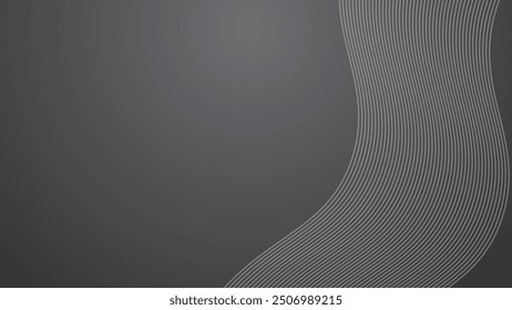 Fondo abstracto gris oscuro con rayas línea curva Imagen de Vector