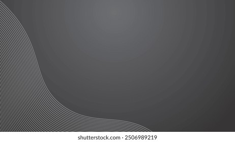 Dark grey abstract background with stripes curve line vector image