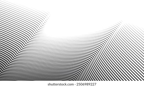 Dark grey abstract background with stripes curve line vector image