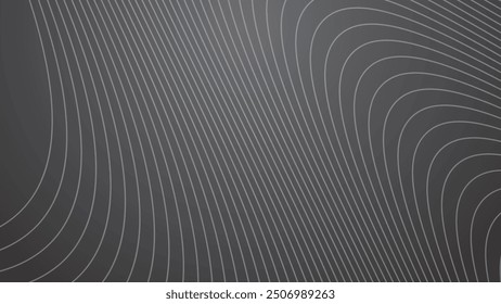 Dark grey abstract background with stripes curve line vector image