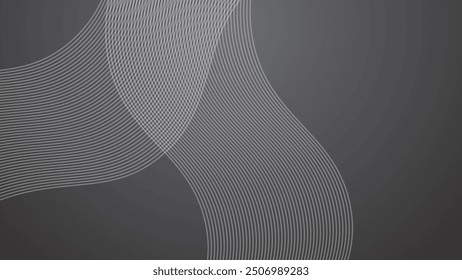 Dark grey abstract background with stripes curve line vector image