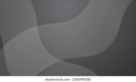 Fondo abstracto gris oscuro con rayas línea curva Imagen de Vector