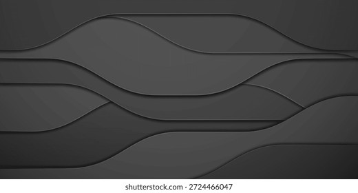Fundo abstrato cinza escuro com camadas onduladas e sombras sutis, criando uma sensação de profundidade e interesse visual.
