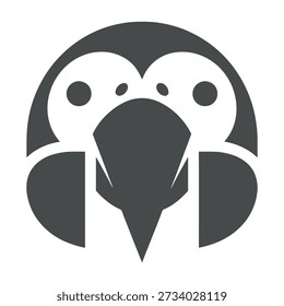 Dark grey abstract penguin face logo on white background icon