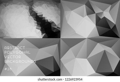 Dark grey abstract polygonal vector background set