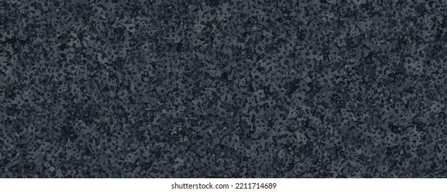 Vista superior de patrón sin fisuras gris oscuro abstracto asfaltado. Textura de asfalto negro. Ilustración vectorial del material de la cubierta de la carretera. Superficie de cierre granular gruesa. Fondo de la carretera de grano de Bitumen