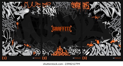 Dark Grey Abstract Urban Style Hiphop Graffiti Street Art Vector Illustration Background Template