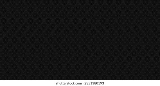 Banner horizontal amplio y oscuro de color gris oscuro con rejilla de fibra de carbono hexagonal y líneas luminosas anaranjadas. Fondo vectorial de tecnología con líneas de neón naranja