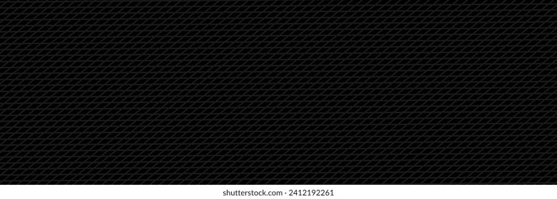 Dark grey abstract wide horizontal banner with hexagon carbon fiber grid and orange luminous lines. Technology vector background with orange neon lines