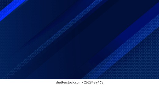 Banner horizontal largo abstrato cinza escuro com grade de fibra de carbono hexágono e linhas luminosas laranja.