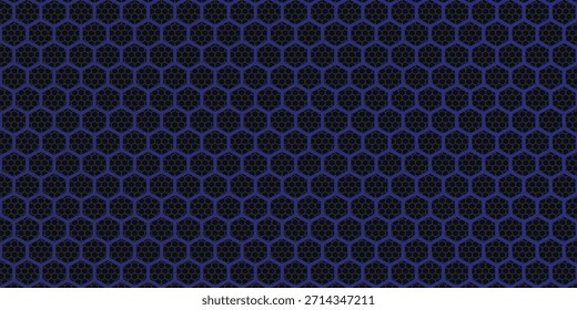 Anuncio Horizontal ancho abstracto gris oscuro con rejilla hexagonal de fibra de carbono y líneas luminosas naranjas. Fondo de Vector de Tecnología con líneas de neón naranja