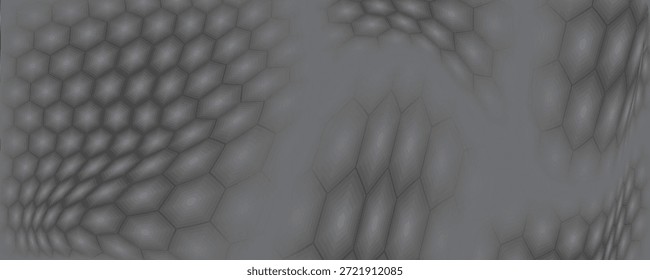 Banner horizontal largo abstrato cinza escuro com grade de fibra de carbono hexágono e linhas luminosas laranja. Fundo de vetor de tecnologia com linhas de neon laranja


