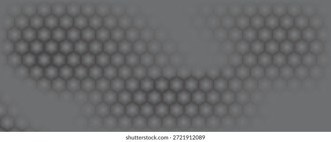 Banner horizontal largo abstrato cinza escuro com grade de fibra de carbono hexágono e linhas luminosas laranja. Fundo de vetor de tecnologia com linhas de neon laranja

