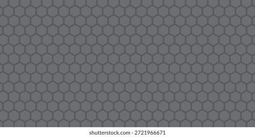 Banner horizontal largo abstrato cinza escuro com grade de fibra de carbono hexágono e linhas luminosas laranja. Fundo de vetor de tecnologia com linhas de neon laranja

