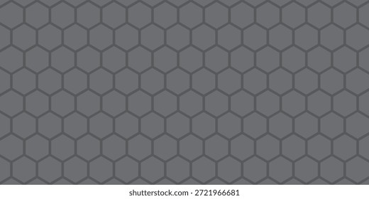 Banner horizontal largo abstrato cinza escuro com grade de fibra de carbono hexágono e linhas luminosas laranja. Fundo de vetor de tecnologia com linhas de neon laranja

