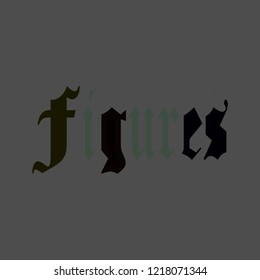 The dark grey abstraction, a Set of letters in the color dark.