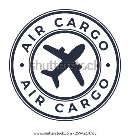 Dark Grey Air Cargo isolated round stamp, sticker, sign with Plane icon vector illustration