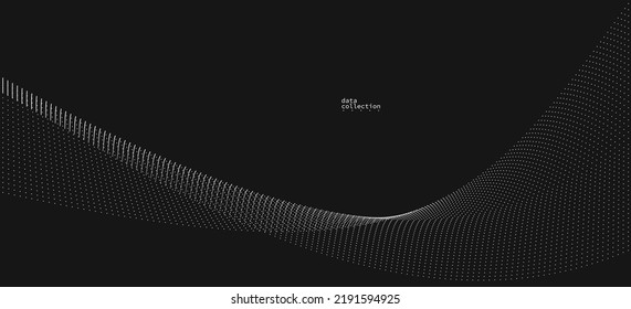 Dark grey airy particles flow vector design, abstract background with wave of flowing dots array, digital futuristic illustration, nano technology theme.