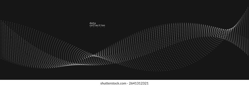 Dark grey airy particles flow vector design, abstract background with wave of flowing dots array, digital futuristic illustration, nano technology theme.