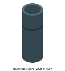 Dark grey aluminum canister standing upright in an isometric view