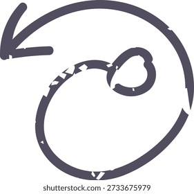 Dark grey arrow icon element. Ai interface doodle style illustration