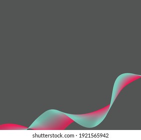 Dark grey background with red and green gradient abstract wavy line