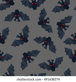 Dark grey bat vector seamless pattern for Helloween