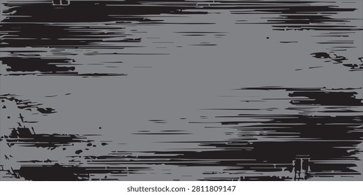 Dark grey and black grunge texture with horizontal distressed brush strokes. Rough weathered pattern for urban industrial backgrounds, vintage overlays, and gritty artistic designs.