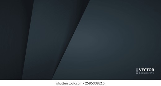 Dark grey and black layers with realistic shadows abstract background. RGB EPS 10 vector illustration