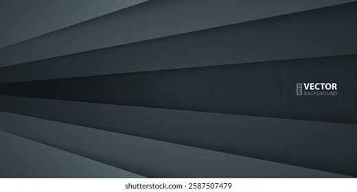Dark grey and black layers with realistic shadows abstract background. RGB EPS 10 vector illustration