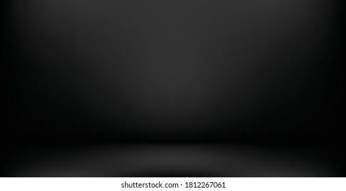 Dark grey and Black room studio background , abstract gradient studio and wall texture vector and illustration