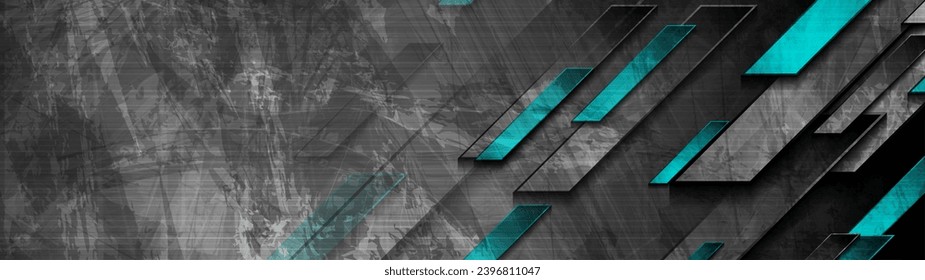 Fondo abstracto geométrico y gris oscuro y azul grunge tecnológico. Diseño de pancartas gráficas vectoriales