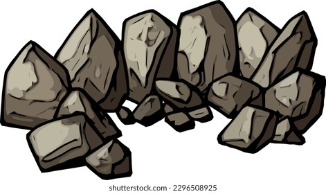 Dark grey boulder resource design natural rock formations for artwork backgrounds as terrain landscape clutter obstacles or comic cartoon rpg style game projects. - Ore mining