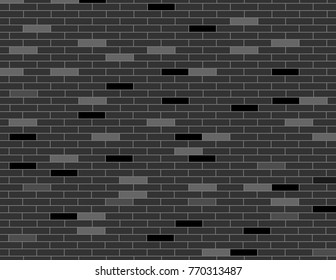 Dark grey brick texture background vector.