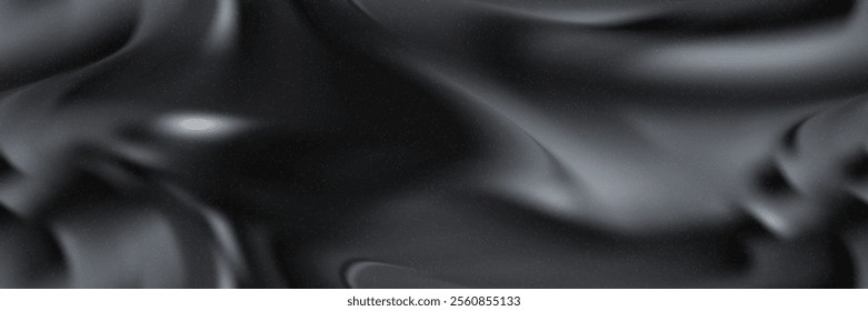 Dark grey chrome gradation bg with noise as a seamless pattern. Bright metal vector illustration with wavy effect and grit texture. Blurred abstract background