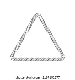 Dark Grey Color Rope Triangle On A White Background. Triangular Braided Lasso Frame.