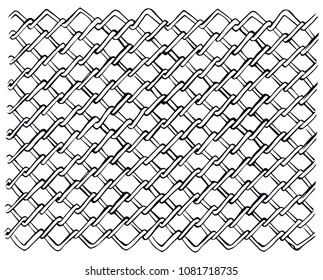 Dark grey color thin repeat bent shape thread fond. Billowy braid iron chainlink curvy form template. Freehand outline black ink hand drawn sketch in retro art doodle cartoon style