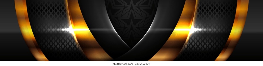 dark grey concrete golden color theme texture tech banner design futuristic style