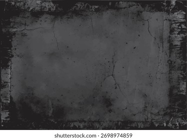 Fondo de textura angustiada gris oscuro con grietas y efectos grunge en los bordes Vector