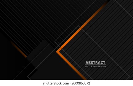 Dark grey elegance business corporate abstract vector background with orange and gray lines. Minimal geometric shapes on dark background. Vector illustration.