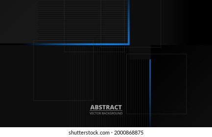 Dark grey elegance business corporate abstract vector background with blue and gray lines. Minimal geometric shapes on dark background. Vector illustration.