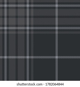 Dark grey flannel pattern. Herringbone textured seamless tartan check plaid for shirt, blanket, throw, duvet cover, or other modern autumn winter textile print. Simple design.