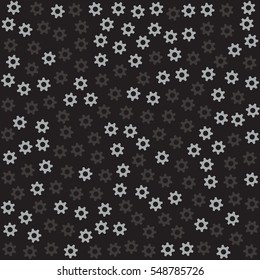 dark grey gears. black background. vector illustration.