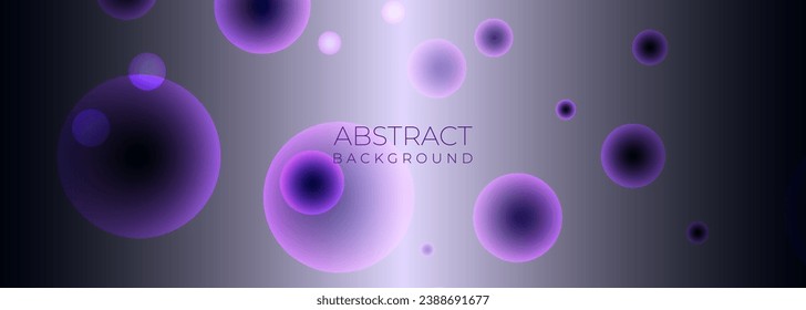 Dunkelgrauer, geometrischer abstrakter Hintergrund mit violetten Kreisen. Vektorgrafik-weites Banner.